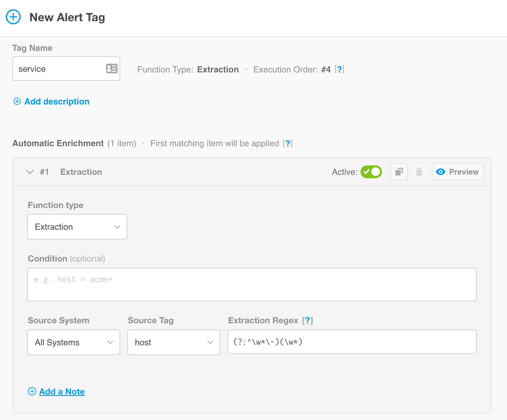 Creating a service tag from the second segment of the host name