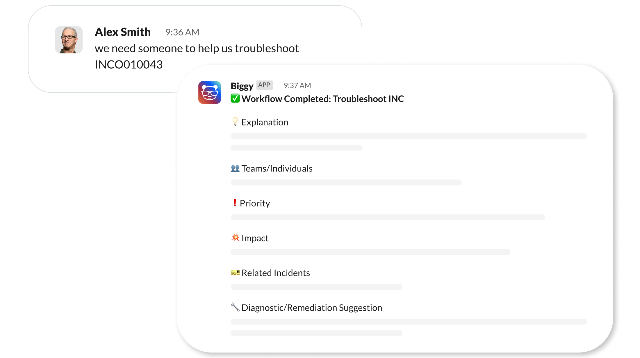 bigpanda-empowering-sme-supercharge-image AI Incident Assistant reveals insights that used to be buried across siloed systems, hidden data, and historical activities.