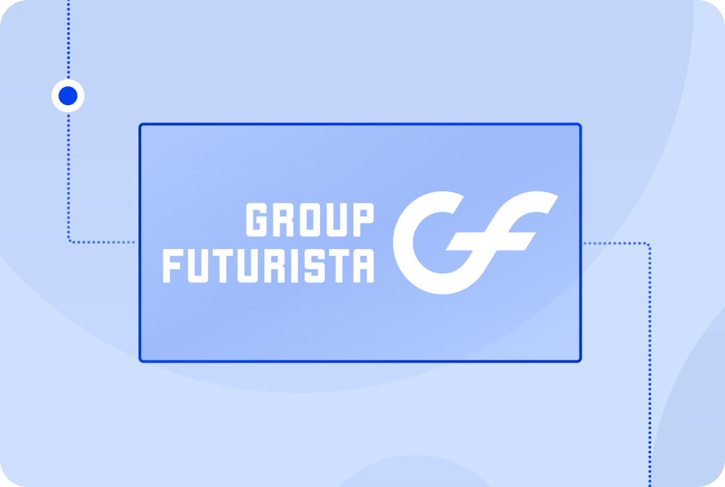 Group futurista logo on blue